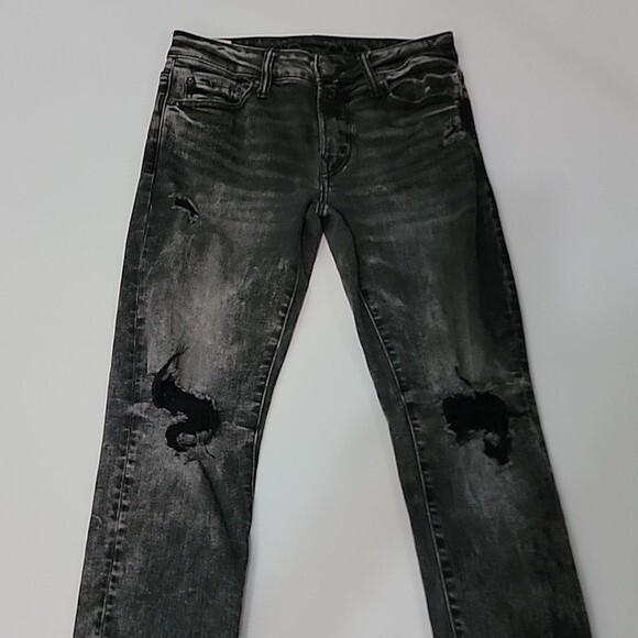 AMERICAN EAGLE Next Level Flex Distressed Black Wash Skinny Jeans size 28x30 - Picture 2 of 10